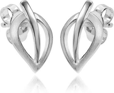 Produktbild von MATERIA Blatt Ohrstecker klein Silber 925 mattiert rhodiniert 7x13mm inkl. Schmuck Box #SO-12