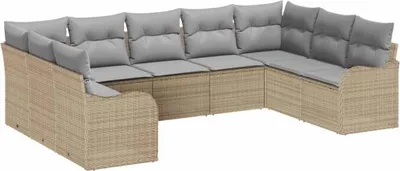 Image de vidaXL Ensemble canapé de jardin beige en polyrotin