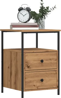 Produktbild von Nachttische 2 Stk. - Beistelltisch - Artisan-Eiche 34x35,5x50 cm Holzwerkstoff - Nachtkommode CC31804