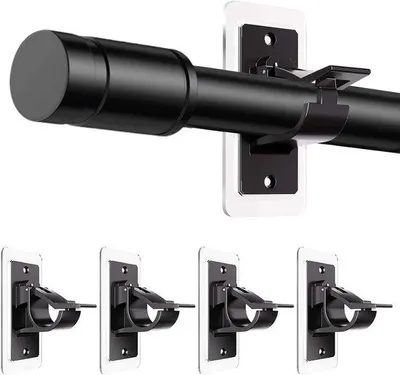 Image de Supports de rideaux auto-adhésifs et réglables, sans perçage