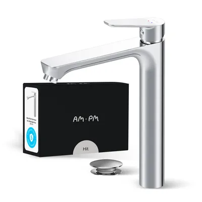 Produktbild von AM.PM Badarmatur Hoch Pop-Up Ablaufventil für Waschbecken Wasserhahn Bad Chrom Waschtischarmatur mit Ablaufgarnitur 1 1/4 Zoll Messing Ventil Ablauf