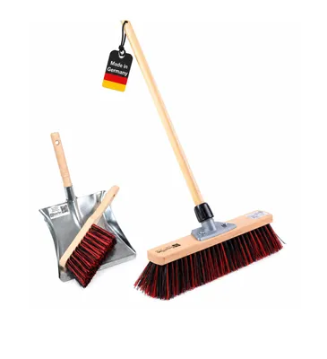 Produktbild von ArengaMix Kehrbesen-Set 4-teilig | Profi Außenkehrbesen mit Arenga-Eralon Borsten, Handfeger & Kehrblech