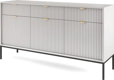 Produktbild von Furniture24 Kommode Nova KSZ154 Schrank Wohnzimmerschrank Sideboard mit 3 Türen 3 Schubladen Grau, 154x83x39