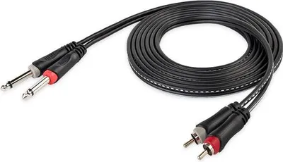 Immagine prodotto di cavo adattatore keepdrum ac017b 2x RCA cinch a 2x 6,35mm TS jack 2m
