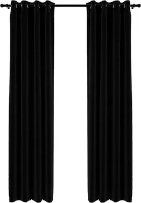 Produktbild von vidaXL Verdunkelungsvorhänge Ösen Leinenoptik 2 Stk. Schwarz 140x245cm