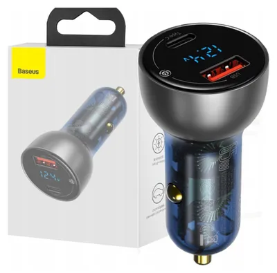 Obrázek produktu pro Baseus Rychlá autonabíječka Usb typu C 65 W 5 A Scp Transparentní