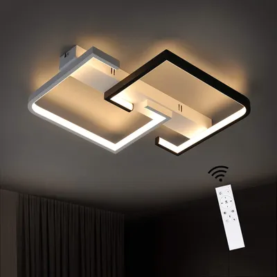 Produktbild von ZMH LED Deckenleuchte Schwarz Deckenleuchten Dimmbar mit Fernbedienung 35W Aluminium  Wohnzimmerlampe Weiß für Schlafzimmer Küche Wohnzimmer