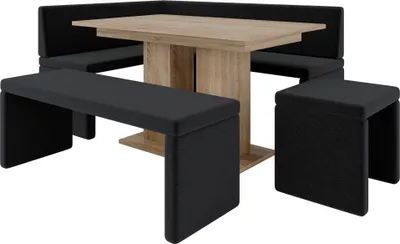 Obrázek produktu pro Rohová lavice AKIKO se stolem a lavicemi 196x142 vlevo - rohová skupina lavic pro vaši jídelnu, moderní kuchyni, obývací pokoj, jídelní kout. Ideální do kuchyně, kanceláře a recepce