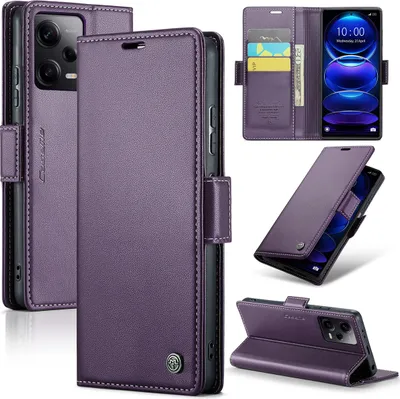 Obrázek produktu pro Pouzdro Xiaomi Poco X5 Pro, kožené peněženkové pouzdro Card Case Protective Cover with Stand pro Xiaomi Poco X5 Pro / Redmi Note 12 Pro 5G Purple