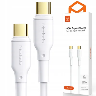 Produktbild von Mcdodo Telefonkabel Usb-C Pd 2.0 Qc 4.0 5A 100W 1.2M Weiss Ca-8350