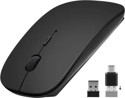 Produktbild von Kabellos Bluetooth Maus USB-C und USB-A fur Mac PC Computer wiederaufladbar geräuschlos Mini Mouse für Windows Linux Android 3 DPI Einstellbares Bluetooth