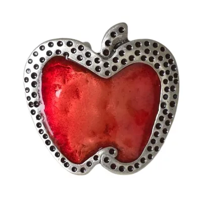 Produktbild von HOME-PRESENTS: umjuBELT Gürtelschließe/Gürtel-Schnalle für Wechselgürtel 4cm Breite,  RED APPLE SILVER, silberfarben matt mit roten Verzierungen