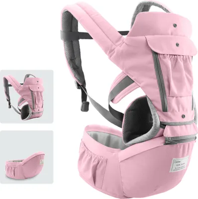Produktbild von Babytrage mit Hueftsitz Atmungsaktives und abnehmbares Design Verstellbarer Gurt Seitentaschen Multifunktionale ergonomische Baby-Sicherheitstraeger Traeger Taillenhocker fuer 0-36 Monate Babys Kleinkinder Kleinkinder