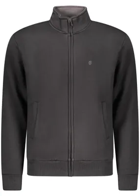 Image de Sweat-shirt noir pour homme avec fermeture éclair et broderie