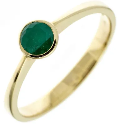 Produktbild von Ring Damenring mit Smaragd grün 333 Gold Gelbgold Smaragdring schlicht, Ringgröße:Innenumfang 54mm  Ø17.2mm