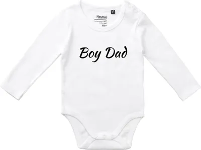 Produktbild von Huuraa Baby Body Boy Dad Schriftzug 62 White  Baumwolle Fairtrade Langarmbody Geschenkidee