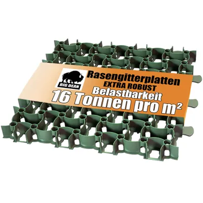 Produktbild von BigDean Rasengitter Kunststoff 10 Stück a 50 x 50 x 4 cm - 16 t/m² belastbar & befahrbar Paddockplatten in grün (2,5 m²)