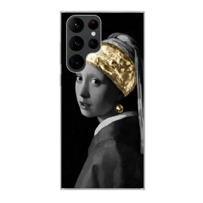 Produktbild von MuchoWow® Handyhülle Schutzhülle Hülle für Samsung Galaxy S22 Ultra Mädchen mit einem Perlenohrring - Vermeer - Gold Silikon Softcase Handy Hülle - Abbildung