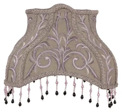 Image de Abat-jour de style victorien, 30 cm, gris, en tissu