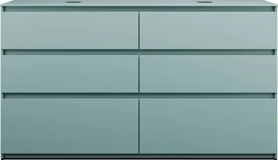 Produktbild von burgbad Lin20 Waschtischunterschrank inklusive Konsolenplatte, 2 Beckenausschnitte, 6 Auszüge, 1602x487x900mm, SGII160F5395
