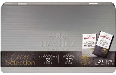 Produktbild von Hachez Cocoa Selection Täfelchen Metalldose 150g