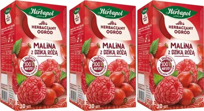 Produktbild von Herbapol Himbeere Hagebutten Tee 60 Teebeutel - Früchtetee Kräutertee Mischung