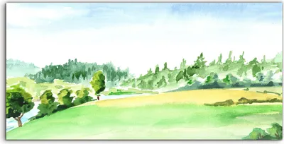Produktbild von Coloray Acrylbild 120x60  Wandbild Acrylbilder Ländliche Landschaft Fluss Malerei