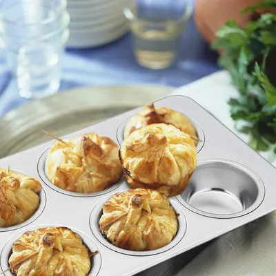 Produktbild von Muffinform, rostfreier Stahl, Set von 6 Muffins, Backbleche, Backformen für 6 Muffins, Cupcakes, Pudding Brownies, 29 × 18 cm, ungiftig und gesund, spülmaschinenfest