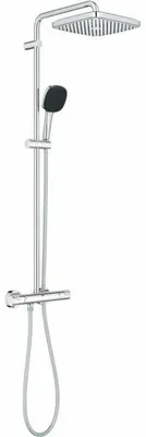 Duschsystem mit Thermostat, 8 l/min, Regendusche, 2 Strahlarten, Chrom