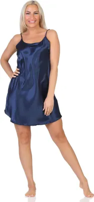 Immagine prodotto di Camicia da notte corta da donna in raso camicia da notte in raso; blu scuro S