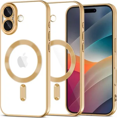 A clear product shot of a phone case with a phone inside, presented from multiple angles.
