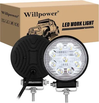 Image de 2 lampes de travail LED de 27W, 12V/24V, projecteurs directionnels pour camions, tracteurs, SUV et véhicules tout-terrain