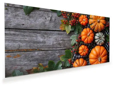 Produktbild von Glasbild 80x40cm in XXL für Wohnzimmer, Schlafzimmer Motiv Herbstlicher Kürbis
