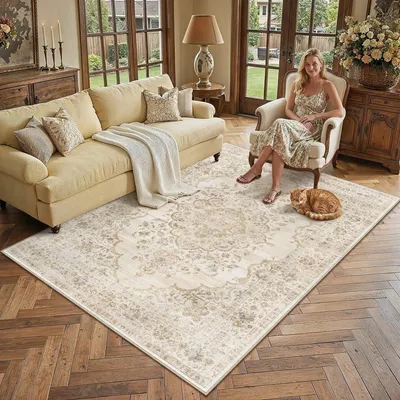 Immagine prodotto di Tappeto vintage beige per soggiorno, 160x230 cm, grande