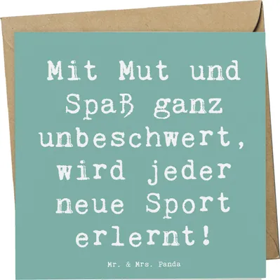 Produktbild von Mr. & Mrs. Panda Glückwunschkarte Spruch Neue Sportart versuchen - Meeresbrise - Geschenk, Enthusiasmus, anlasskarte, Klappkarte, Mutmacher, Lebensfreude, Trost, Mut