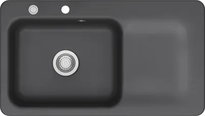 Produktbild von KeraDomo Spüle JUNA 90 in SCHIEFER - Becken links mit Excenterbedienung / Systemceram / Keramikspüle