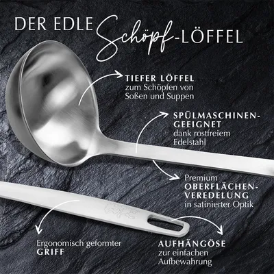 Produktbild von Stanley Rogers Schöpflöffel 32 cm, Schöpfkelle mit formschönen Design aus hochwertigem Edelstahl, Schöpfer mit Premium Oberflächenveredlung in satinierter Optik (Farbe: Silber)