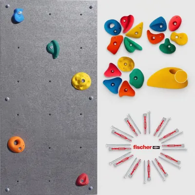 Produktbild von Create for You - Kletterwand Kinder Outdoor + 5 Klettersteine - Schwarz Boulderwand für Garten, Spielplatz, Holzhaus - Wasserfest 120x60 cm