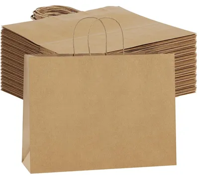 Immagine prodotto di 50 sacchetti regalo in carta kraft, formato XL, con maniglie