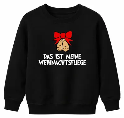 Produktbild von Meine Weihnachtsfliege Nüsse Ugly Christmas Sweater Kinder Sweatshirt Pullover, Schwarz, 116