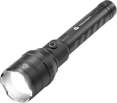 A black flashlight is shown against a white background.