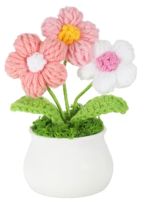Productafbeelding van Omgoods - Handgemaakte Gehaakte Bloemen in Pot voor Decoratie
