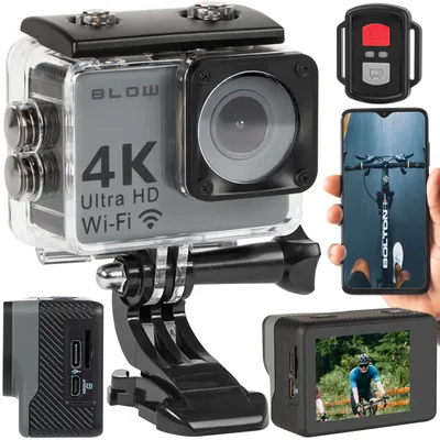 Produktbild von Action-Kamera Blow GoPro4U 4K Wi-Fi mit Fernbedienung, Gehäuse und Zubehör