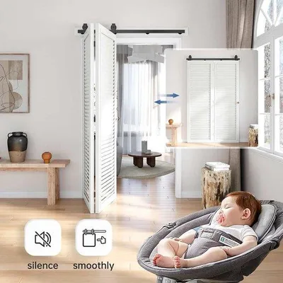 Image de Ferrure pour porte coulissante à montage supérieur, rail de 1 000 mm pour porte double de 450 mm