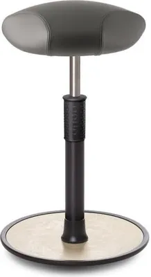 Produktbild von Sitz- Stehhocker Free Tall Triangel Boxmark Leder Grau schwarz /cremeweiß.