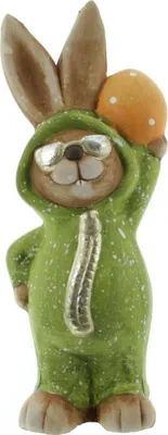 Produktbild von Mel-O-Design Osterhase Dekoration Frühling Keramik 9 cm x 22,5 cm x 6 cm Grün