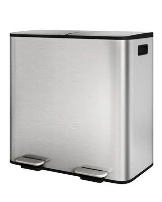 Produktbild von 80L Mülltrennsystem aus Edelstahl, 2 x 40L Treteimer mit Soft-Close- und Offenhaltefunktion, herausnehmbaren Inneneimern und Fingerabdruckschutz, Silb