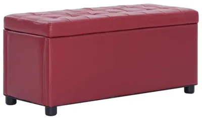 Produktbild von Sitztruhe mit Stauraum Sitzbank Sitzhocker Aufbewahrungsbox Polsterbank 87,5 cm Weinrot Kunstleder
