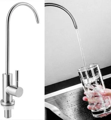 Productafbeelding van 1/2 inch roestvrijstalen waterdispenser voor keuken, geschikt voor RO-waterfiltratiesystemen - voor installatie op het aanrecht.