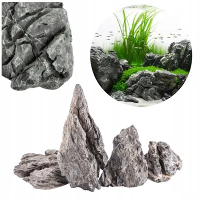 Zdjęcie produktu dla Kamienie dekoracyjne do akwarium, kamień naturalny, 3 kg, szare
